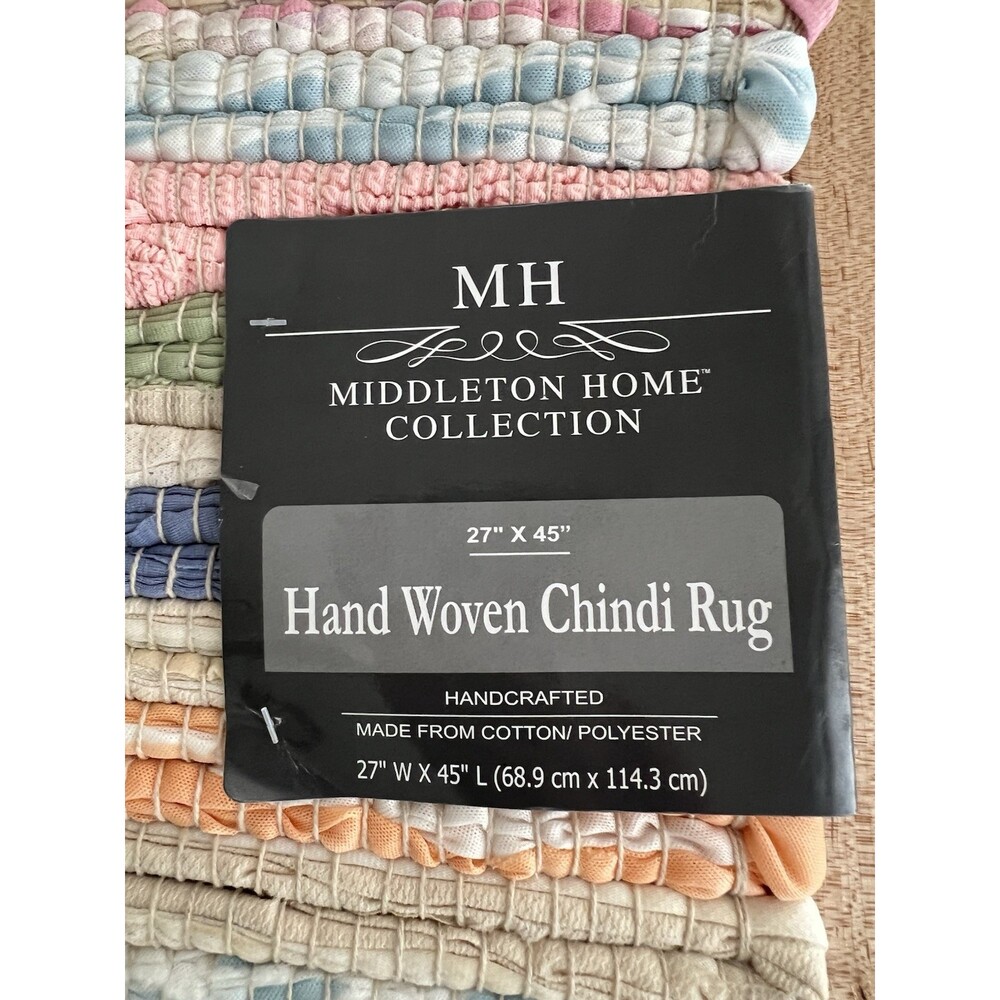 NWT Chindi Rag Rug 27" x 45" Boho Farmhouse Rustic Accent Throw Rug Pastel Color - Picture 7 of 10
